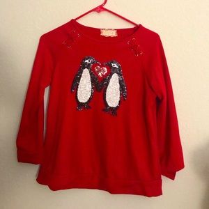 Red penguin love sweatshirt